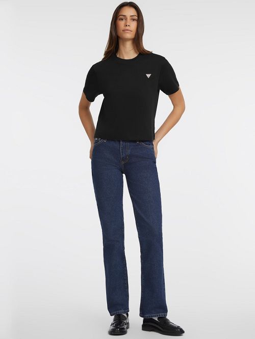 Guess Boxy Mini Triangle Tee Zwart | GUESS-SN27317