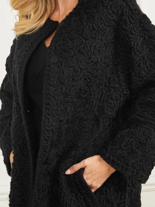 Guess Braid Wool-Blend Coat Zwart | GUESS-SN27885