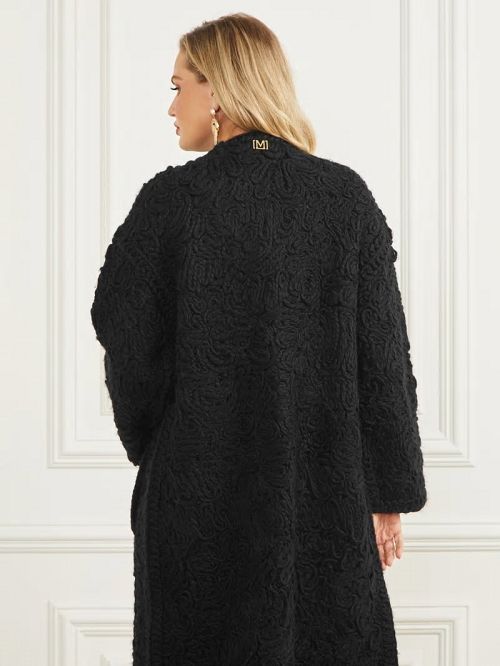 Guess Braid Wool-Blend Coat Zwart | GUESS-SN27885