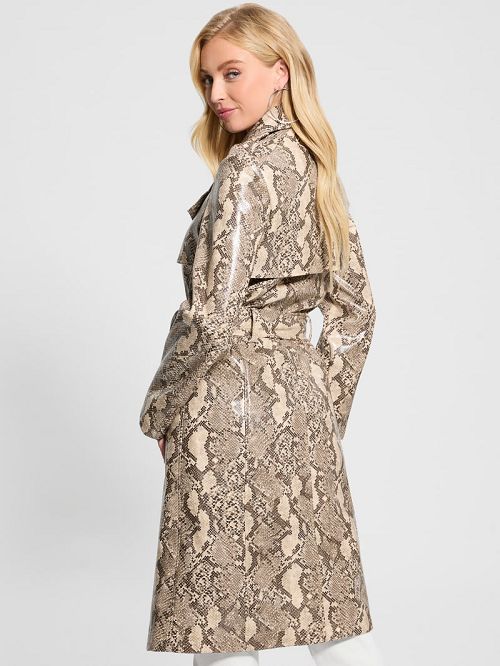 Guess Briana Faux-Leather Trench Coat Beige | GUESS-SN27937