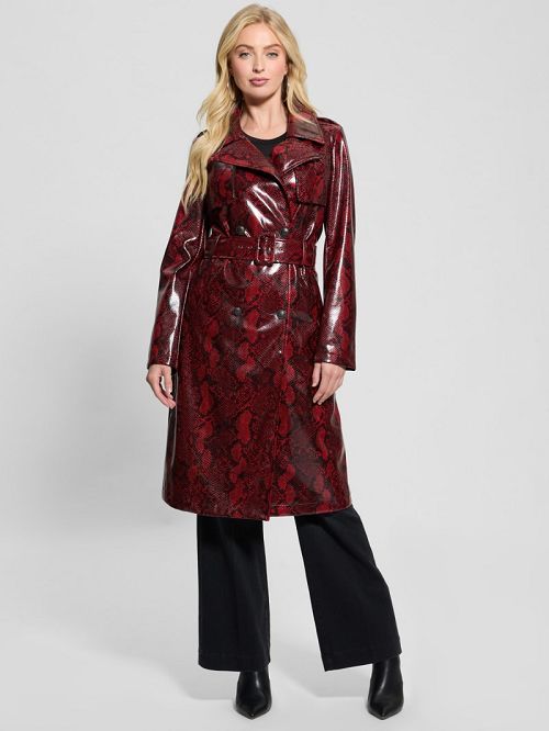 Guess Briana Faux-Leather Trench Coat Rood | GUESS-SN27995