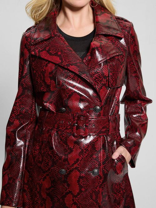 Guess Briana Faux-Leather Trench Coat Rood | GUESS-SN27995