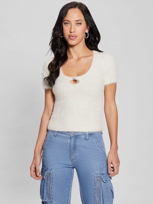 Guess Brigette Crop Sweater Wit | GUESS-SN27445