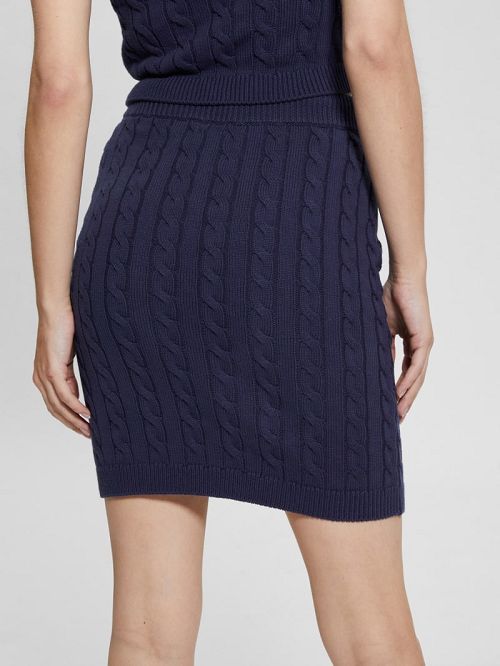 Guess Cable-Knit Mini Sweater Skirt Blauw | GUESS-SN28143
