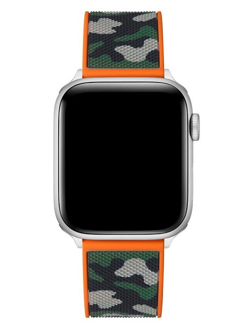 Guess Camo and Orange Silicone 42-45 mm Band for Apple Watch® Groen | GUESS-SN31631