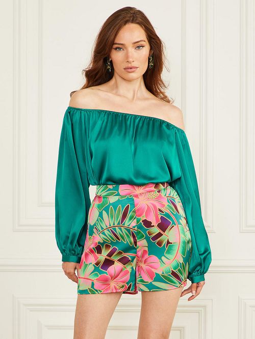 Guess Candice Off-the-Shoulder Top Groen | GUESS-SN27188