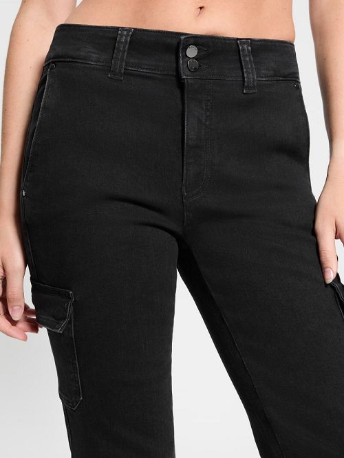 Guess Cargo Mini Bootcut Jeans Zwart | GUESS-SN26655
