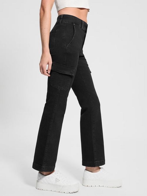 Guess Cargo Mini Bootcut Jeans Zwart | GUESS-SN26655