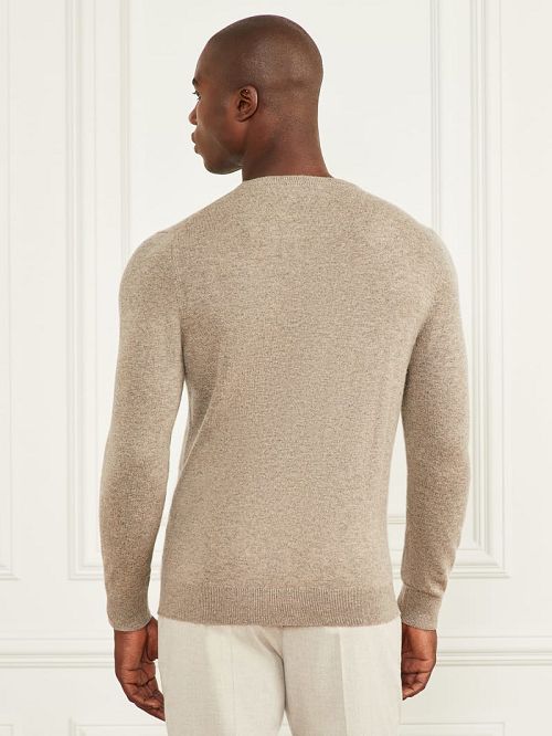 Guess Cashmere-Blend Crewneck Sweater Beige | GUESS-SN30919