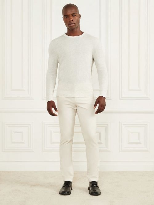 Guess Cashmere-Blend Crewneck Sweater Wit | GUESS-SN30928