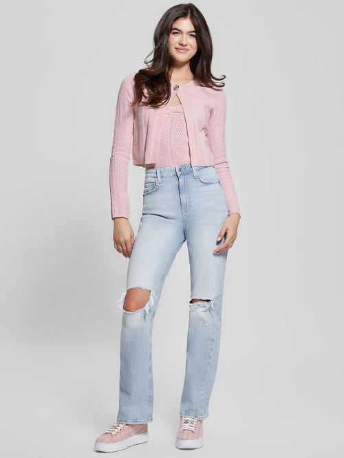 Guess Cecilia Crop Cardigan Roze | GUESS-SN27100