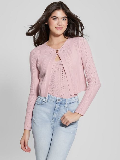 Guess Cecilia Crop Cardigan Roze | GUESS-SN27100