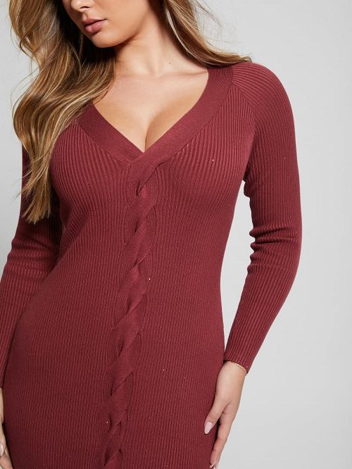 Guess Celia Sequin Sweater Dress Rood | GUESS-SN26860