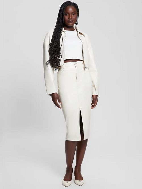 Guess Celine Faux-Leather Skirt Wit | GUESS-SN28148