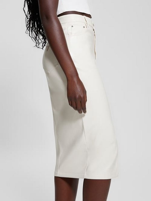 Guess Celine Faux-Leather Skirt Wit | GUESS-SN28148