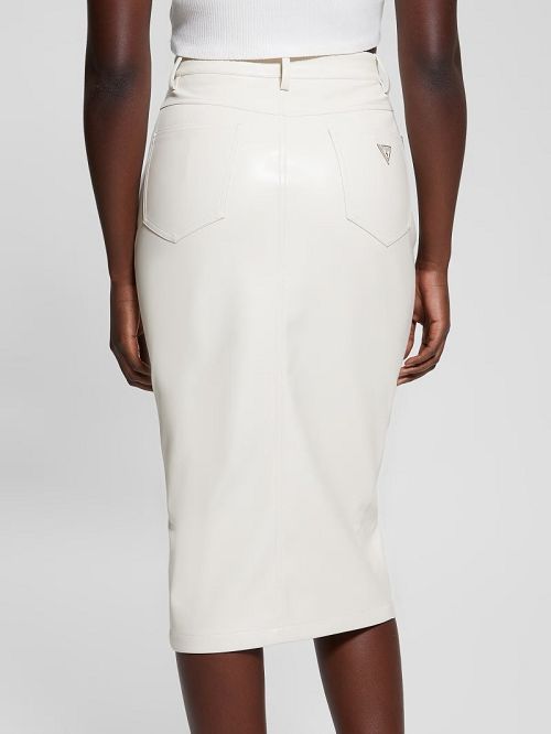 Guess Celine Faux-Leather Skirt Wit | GUESS-SN28148