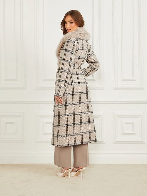 Guess Charlize Sequin Plaid Wrap Coat Multi | GUESS-SN28046