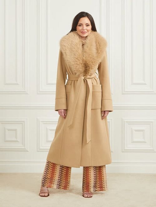 Guess Charlize Wool-Blend Coat Beige | GUESS-SN27953
