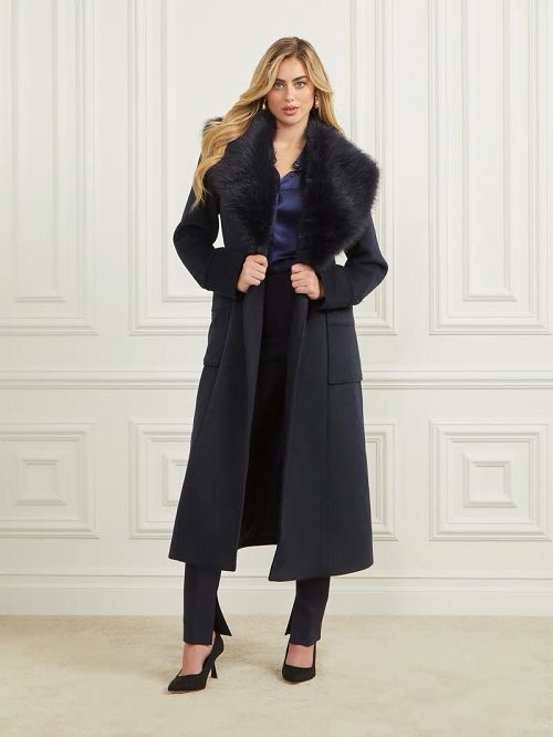 Guess Charlize Wool-Blend Coat Blauw | GUESS-SN28012