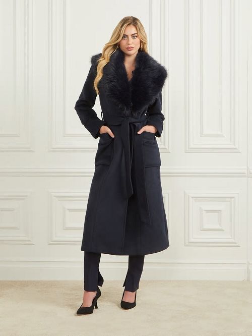 Guess Charlize Wool-Blend Coat Blauw | GUESS-SN28012
