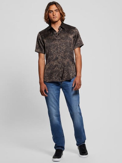 Guess Charm Decorative Floral Shirt Zwart | GUESS-SN31284