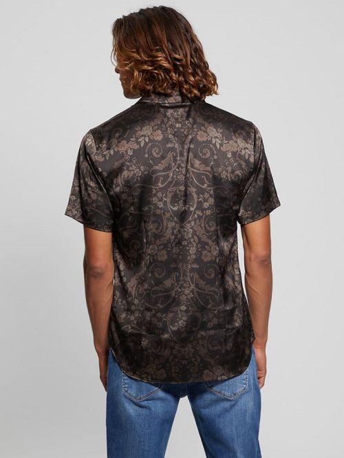 Guess Charm Decorative Floral Shirt Zwart | GUESS-SN31284