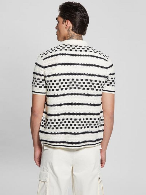 Guess Checker Stripe Slater Shirt Zwart Wit | GUESS-SN31276