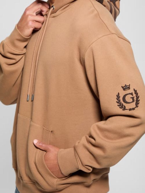 Guess Chenille Logo Hoodie Beige | GUESS-SN31070