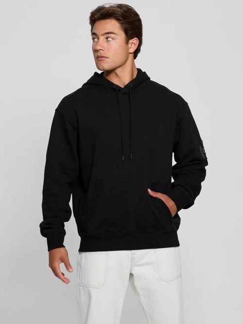 Guess Chenille Logo Hoodie Zwart | GUESS-SN31039