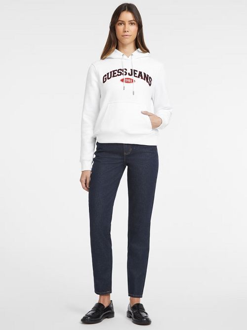 Guess Chenille Logo Patch Hoodie Wit | GUESS-SN28353