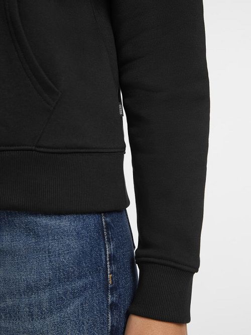 Guess Chenille Logo Patch Hoodie Zwart | GUESS-SN27650