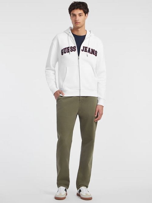 Guess Chenille Patch Zip-Up Hoodie Wit | GUESS-SN30952