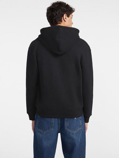 Guess Chenille Patch Zip-Up Hoodie Zwart | GUESS-SN30956
