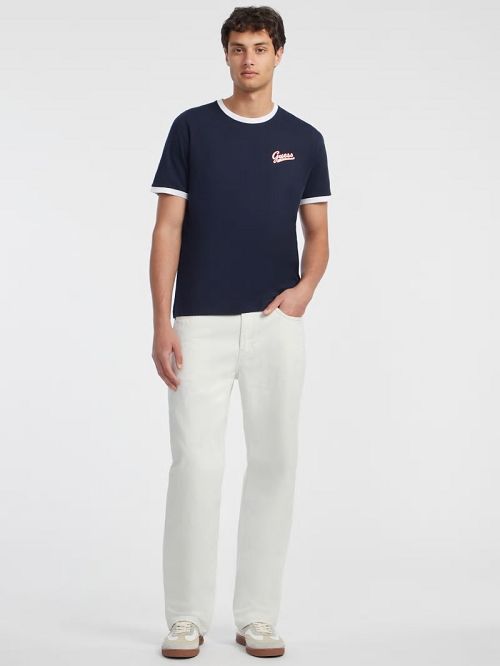 Guess Chest Script Logo Tee Blauw | GUESS-SN30509