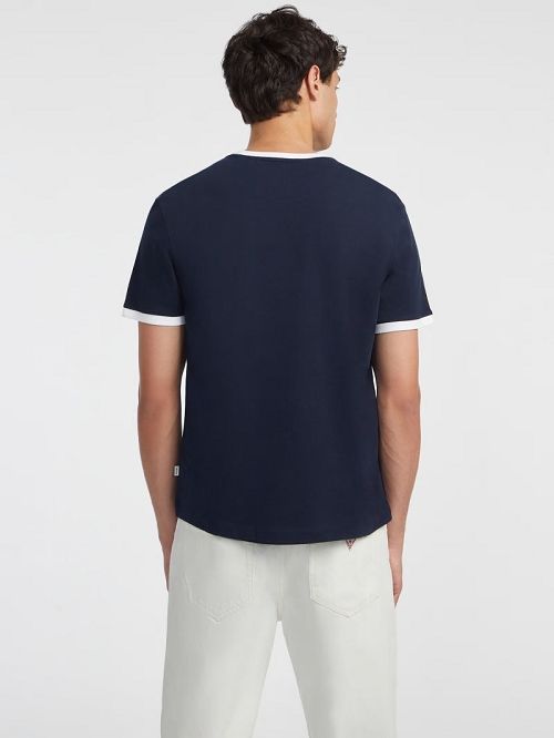 Guess Chest Script Logo Tee Blauw | GUESS-SN30509