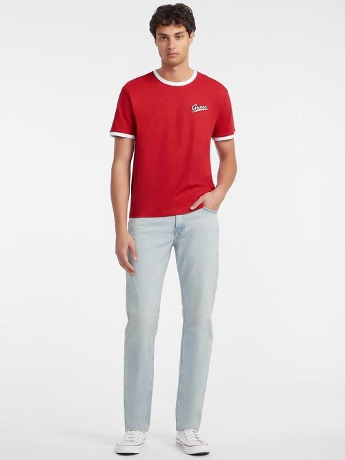 Guess Chest Script Logo Tee Rood | GUESS-SN30650