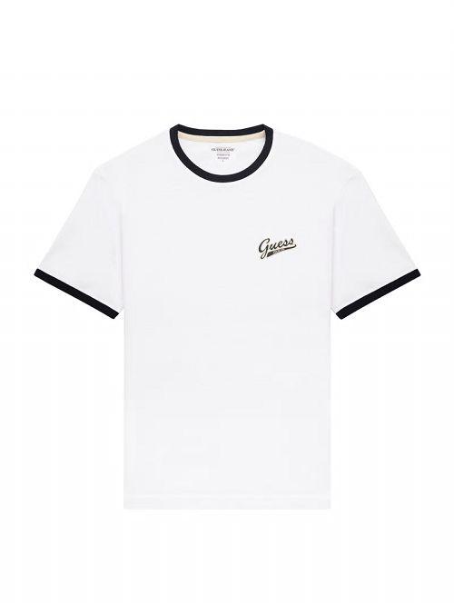 Guess Chest Script Logo Tee Wit | GUESS-SN30598