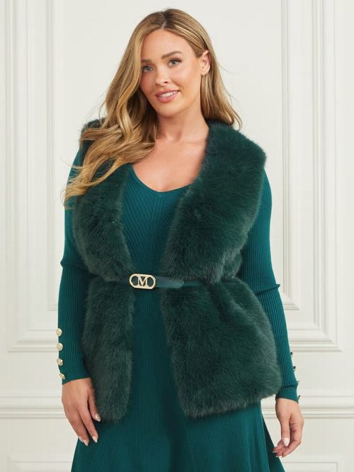 Guess Chloe Faux-Fur Vest Groen | GUESS-SN27949