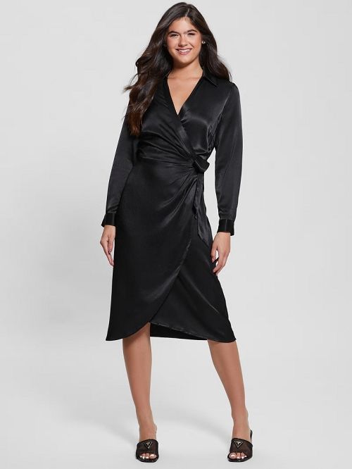Guess Clara Wrap Dress Zwart | GUESS-SN27039