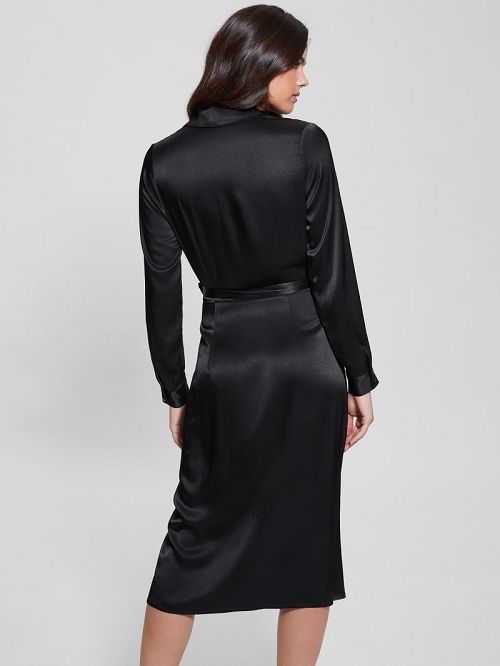 Guess Clara Wrap Dress Zwart | GUESS-SN27039