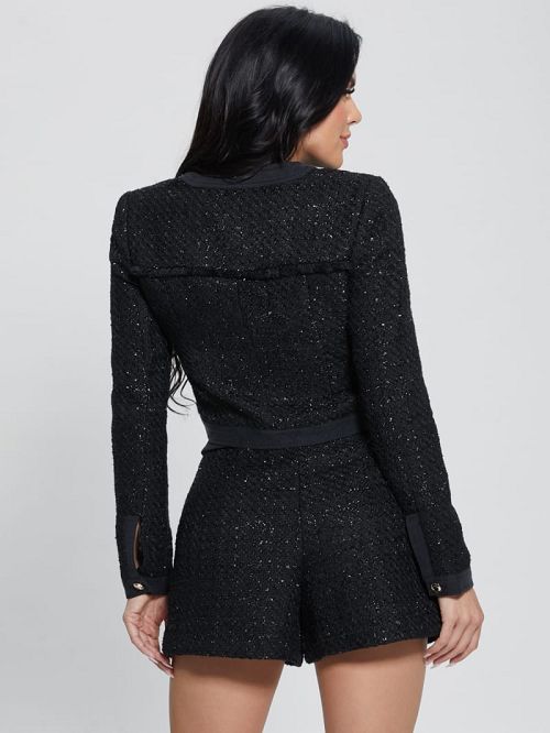 Guess Clarissa Metallic Tweed Jacket Zwart | GUESS-SN27897