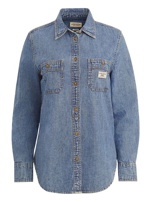 Guess Classic Long-Sleeve Denim Shirt Blauw | GUESS-SN26656