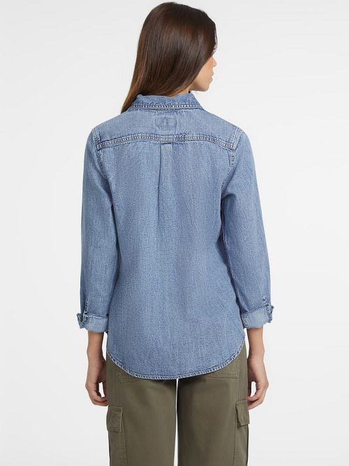 Guess Classic Long-Sleeve Denim Shirt Blauw | GUESS-SN26656