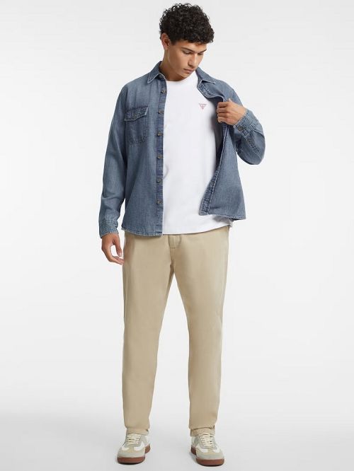 Guess Classic Long-Sleeve Denim Shirt Blauw | GUESS-SN31109