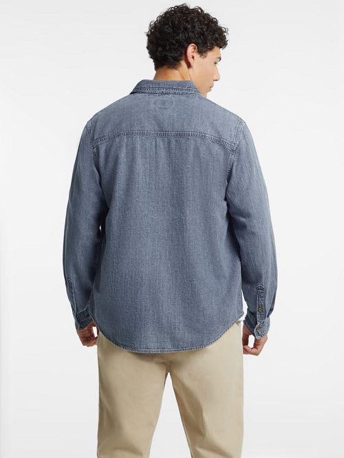 Guess Classic Long-Sleeve Denim Shirt Blauw | GUESS-SN31109