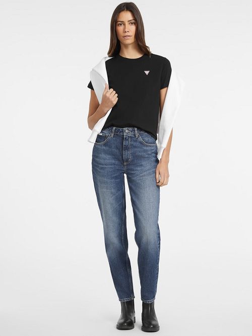 Guess Classic Mini Triangle Tee Zwart | GUESS-SN27131