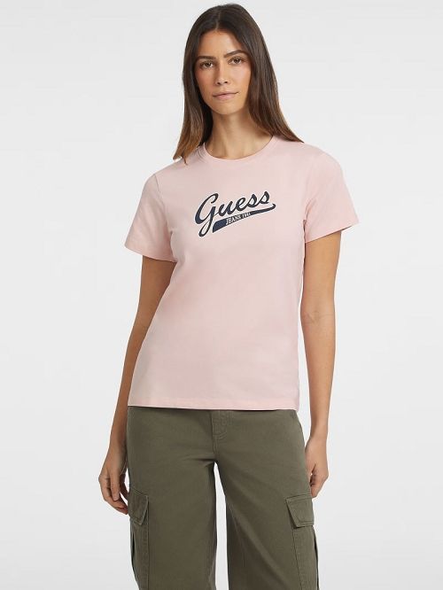 Guess Classic Script Logo Tee Roze | GUESS-SN27132