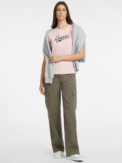 Guess Classic Script Logo Tee Roze | GUESS-SN27132
