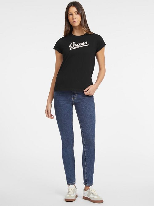 Guess Classic Script Logo Tee Zwart | GUESS-SN27206