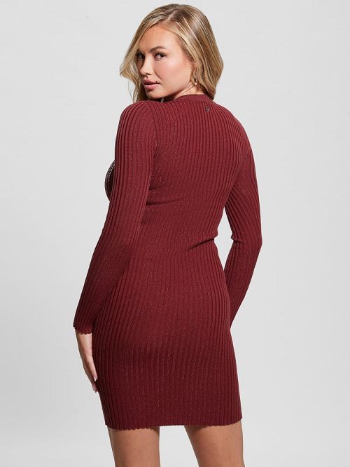 Guess Claudine Shimmer Sweater Dress Rood | GUESS-SN26913